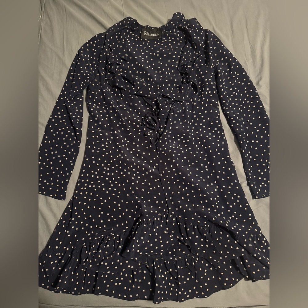 Realisation Par Alexandra Mini Dress in Navy Star, XS